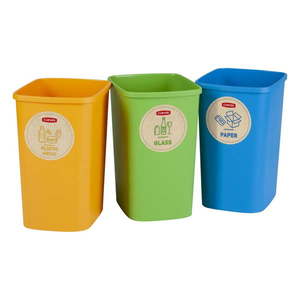 Plastové odpadkové koše v súprave 3 ks na triedený odpad 9 l Eco – Curver vyobraziť