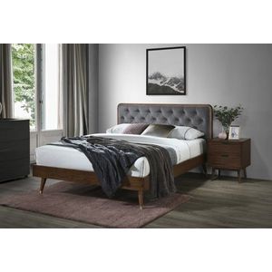Drevená posteľ Sidy 160x200 cm manželská posteľ sivá/orech vyobraziť