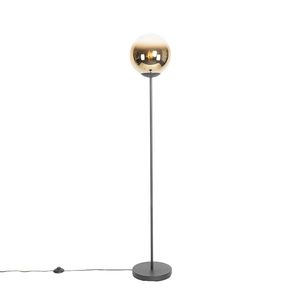 Stojacia lampa Art deco čierna so zlatým sklom - pallon vyobraziť