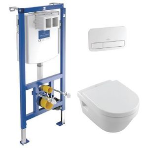 Villeroy & Boch : WC set - Inštalačný systém ViConnect, tlačidlo biele, závesné WC, sedátko so SoftClose poklopom, biela SET1 vyobraziť