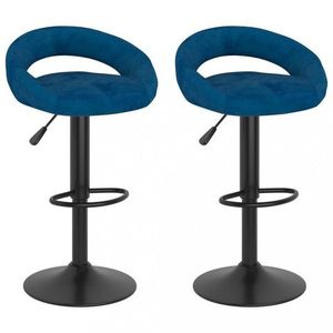 Barová stolička 2 ks zamat / kov Dekorhome Modrá vyobraziť