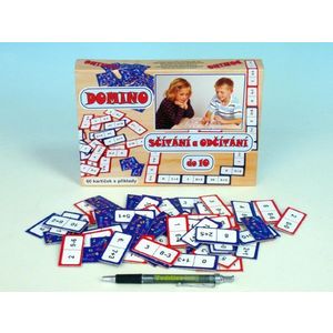 Domino sčítanie a odčítanie do 10 spoločenská hra 60ks v krabici 22x16x3cm vyobraziť