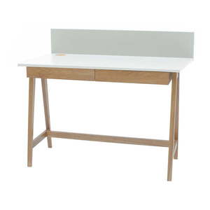 Biely písací stôl s podnožím z jaseňového dreva Ragaba Luka, dĺžka 110 cm vyobraziť