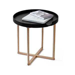 Čierny odkladací stolík z dubového dreva s odnímateľnou doskou Wireworks Damieh, 45 × 45 cm vyobraziť