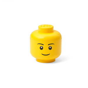 Žltá úložná škatuľa v tvare hlavy LEGO® boy, 10, 5 x 10, 6 x 12 cm vyobraziť