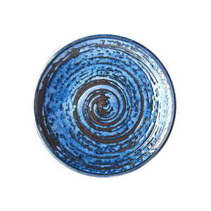 Modrý keramický tanier Mij Copper Swirl, ø 25 cm vyobraziť