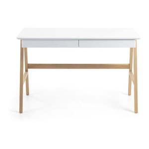 Pracovný stôl s bielou doskou Kave Home Ingo, 120 x 60 cm vyobraziť