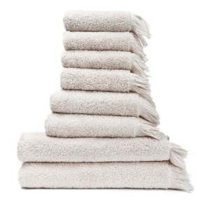 Súprava 6 krémovobielych uterákov a 2 osušiek zo 100% bavlny Bonami Selection vyobraziť