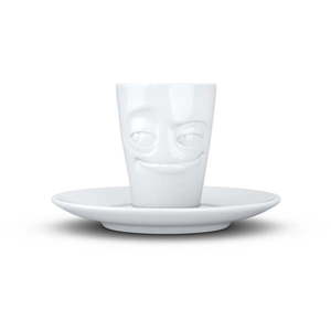 Biela usmievavá porcelánová šálka na espresso s tanierikom 58products, objem 80 ml vyobraziť