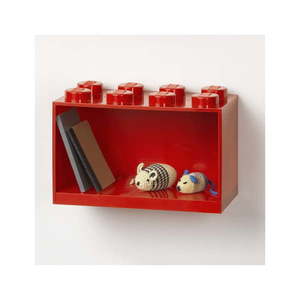Detská červená nástenná polica LEGO® Brick 8 vyobraziť