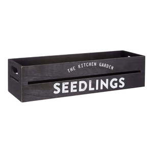 Čierny drevený črepník na bylinky a kvetiny Premier Housewares Seedligngs, 15 × 45 cm vyobraziť