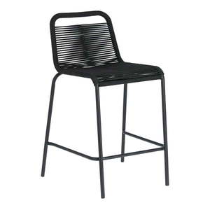 Čierna barová stolička s oceľovou konštrukciou Kave Home Glenville, výška 62 cm vyobraziť