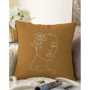 Oranžovohnedá obliečka na vankúš s prímesou bavlny Minimalist Cushion Covers Chenille, 55 x 55 cm vyobraziť