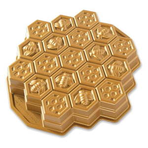 Forma na pečenie v tvare medového plátu v zlatej farbe Nordic Ware Bee, 2, 4 l vyobraziť
