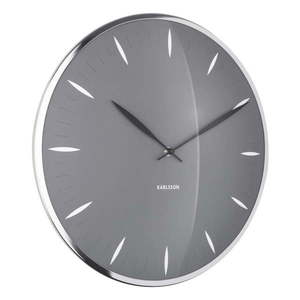 Sivé sklenené nástenné hodiny Karlsson Leaf, ø 40 cm vyobraziť