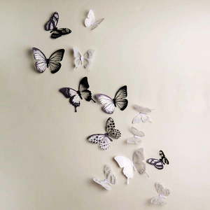 Sada 18 adhezívnych 3D samolepiek Ambiance Butterflies Chic vyobraziť