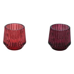 Súprava 2 červených sklenených svietnikov na čajovú sviečku Ego Dekor, ø 7 cm vyobraziť