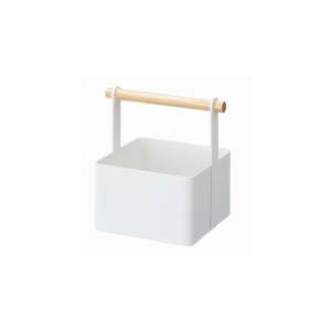 Biely multifunkčný box s detailom z bukového dreva YAMAZAKI Tosca Tool Box, dĺžka 16 cm vyobraziť