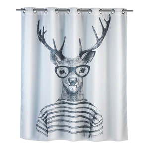 Biely sprchový záves s protiplesňovou povrchovou úpravou Wenko Mr. Deer, 180 × 200 cm vyobraziť