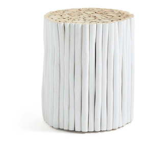 Biely odkladací stolík z tíkového dreva Kave Home Filippo, ⌀ 35 cm vyobraziť