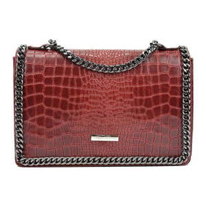 Červená kožená kabelka Carla Ferreri Chain vyobraziť