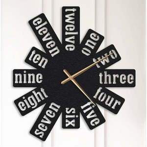 Čierne kovové nástenné hodiny Kate Louise Numbers vyobraziť