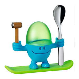 Zeleno-modrý stojan na vajíčko s lyžičkou WMF Cromargan® Mc Egg vyobraziť