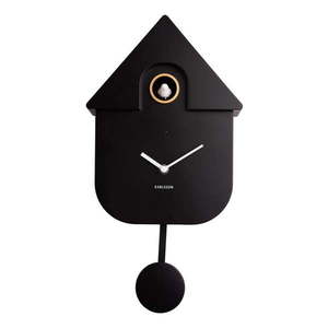 Čierne nástenné kyvadlové hodiny Karlsson Modern Cuckoo, 21, 5 x 41, 5 cm vyobraziť