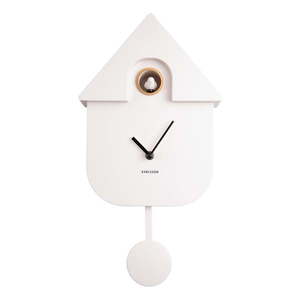 Biele nástenné kyvadlové hodiny Karlsson Modern Cuckoo, 21, 5 x 41, 5 cm vyobraziť