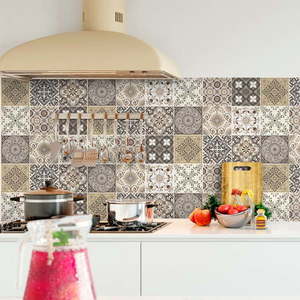 Súprava 9 nástenných samolepiek Ambiance Cement Tiles Ancona, 10 × 10 cm vyobraziť