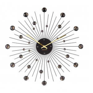 Nástenné hodiny z krištáľov čiernej farby Karlsson Sunburst vyobraziť