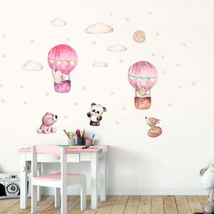 Ružové detské samolepky na stenu Ambiance Balloons and Stars vyobraziť