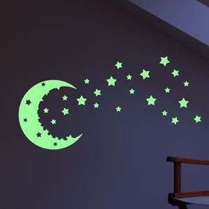 Sada nástenných svietiacich detských samolepiek Ambiance Moon and Stars vyobraziť