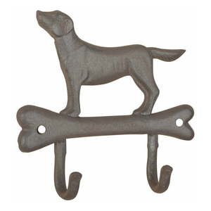 Liatinový nástenný háčik s motívom psíka a kosti Esschert design vyobraziť