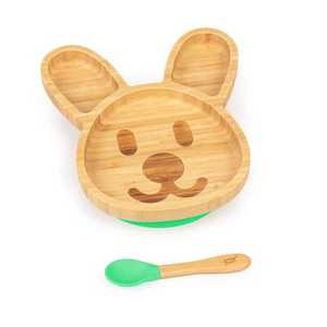 Klarstein Detská jedálenská súprava, bambusový tanier a lyžička, 250 ml, vrátane prísavky, 18 × 18 cm vyobraziť