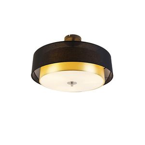 Moderné stropné svietidlo čierne so zlatým 50 cm 3-svetlo - Drum Duo vyobraziť