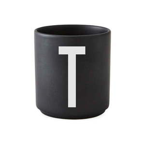 Čierny porcelánový hrnček Design Letters Alphabet T, 250 ml vyobraziť