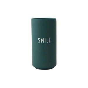 Tmavozelená porcelánová váza Design Letters Smile, výška 11 cm vyobraziť