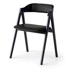 Čierna jedálenská stolička z dubového dreva s koženým sedákom Findahl by Hammel Mette vyobraziť