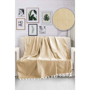 Horčicovožltý bavlnený pléd cez posteľ Viaden HN, 170 x 230 cm vyobraziť