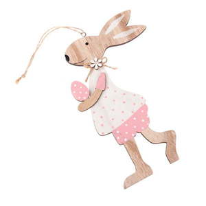 Drevený dekoratívny závesný zajac Dakls Pink Dress vyobraziť