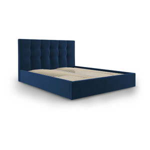 Tmavomodrá zamatová dvojlôžková posteľ Mazzini Beds Nerin, 160 x 200 cm vyobraziť