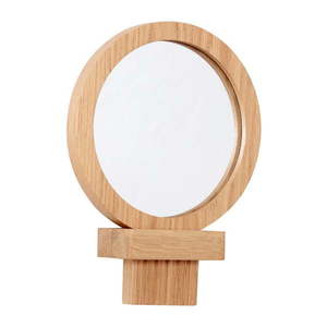 Nástenné/kozmetické zrkadlo s dreveným rámom ø 14 cm – Hübsch vyobraziť