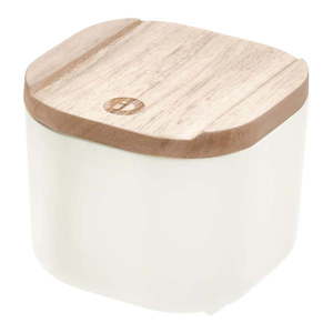 Biely úložný box s vekom z dreva paulownia iDesign Eco, 9 x 9 cm vyobraziť