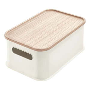 Biely úložný box s vekom z dreva paulownia iDesign Eco Handled, 21, 3 x 30, 2 cm vyobraziť