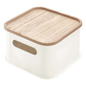 Biely úložný box s vekom z dreva paulownia iDesign Eco Handled, 21, 3 x 21, 3 cm vyobraziť