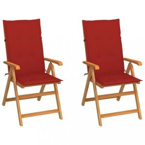 Záhradná stolička 2 ks teak / látka Dekorhome Červená vyobraziť
