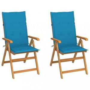 Záhradná stolička 2 ks teak / látka Dekorhome Svetlo modrá vyobraziť