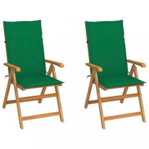 Záhradná stolička 2 ks teak / látka Dekorhome Tmavo zelená vyobraziť