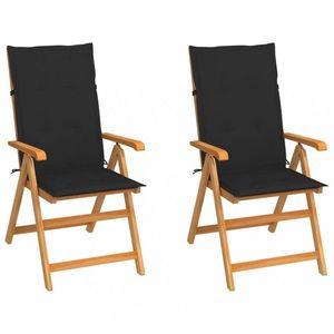 Záhradná stolička 2 ks teak / látka Dekorhome Čierna vyobraziť